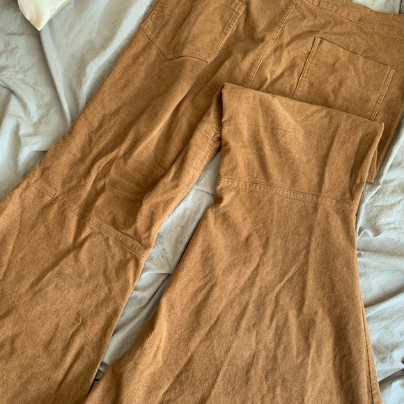 Fashion On Earth Boho Wide Leg Corduroy Pants Brown Bohemian Bell Bottoms - Picture 5 of 7